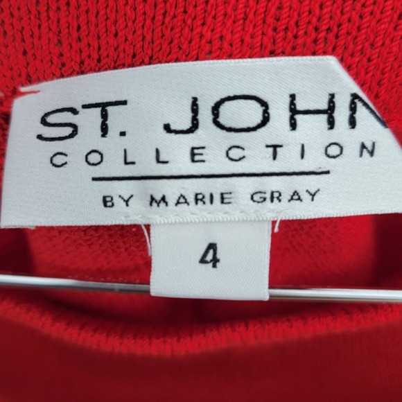 Vtg St John Collection Marie Gray Skirt Suit Set Size 4 Red Santana 2 Piece - Picture 13 of 15